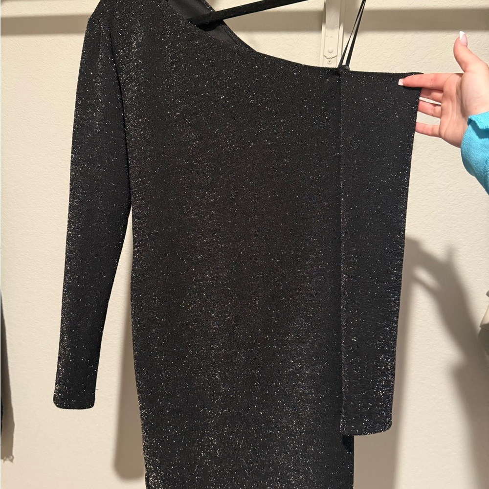 Macy's Shimmering Black One-Shoulder Dress